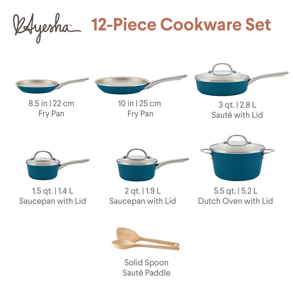 Ayesha Curry Home Collection Nonstick Cookware Pots and Pans Set